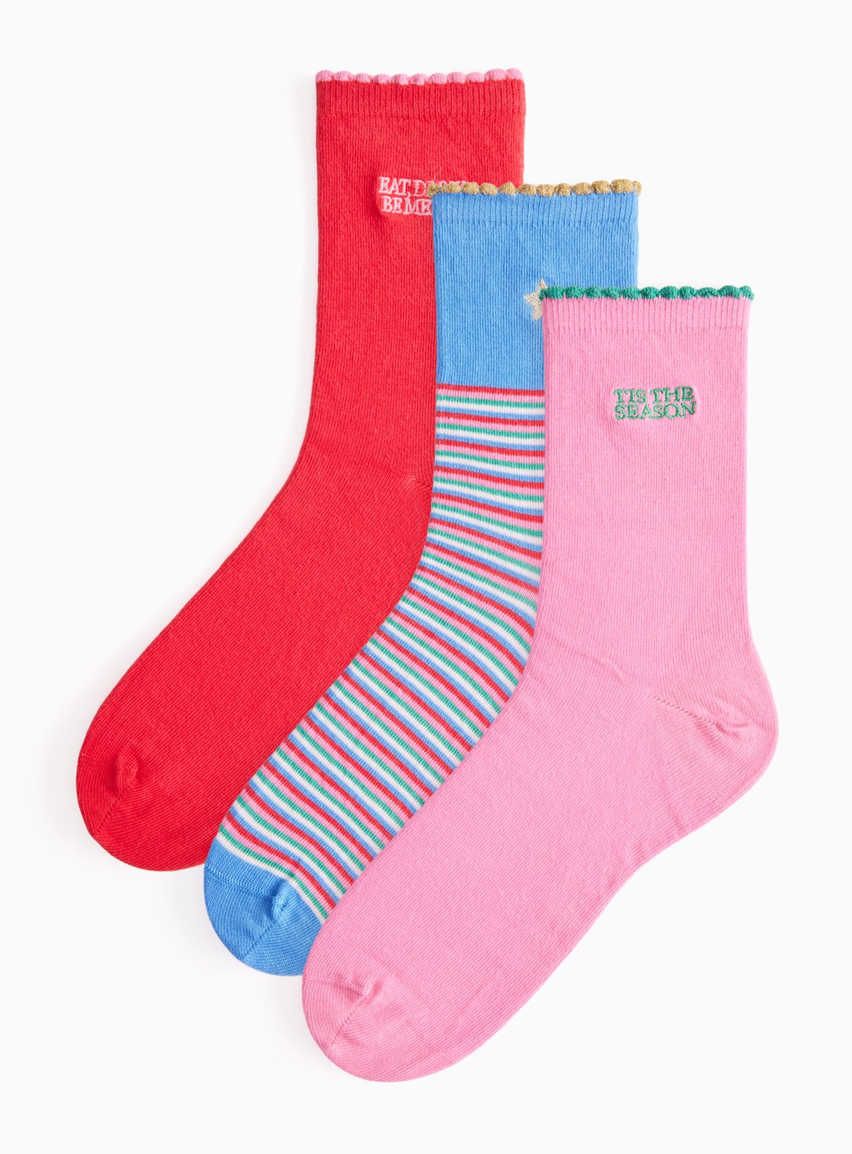 Christmas Slogan Ankle Socks in a Box 3-Pack 6-8 - Image 1 thumbnail